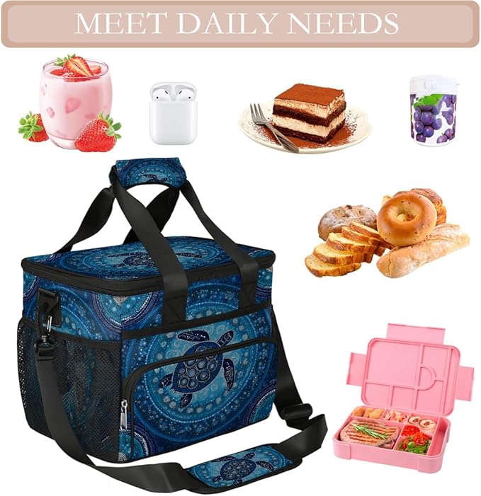 Boho Mandala Turtle Soft Cooler Bag Insulated Lunch Box for Men & Women, Large Leakproof Lunch Bag Portable Beach Cooler for Work, Picnic, Road Trips,Fishing, Travel, Camping,A-3