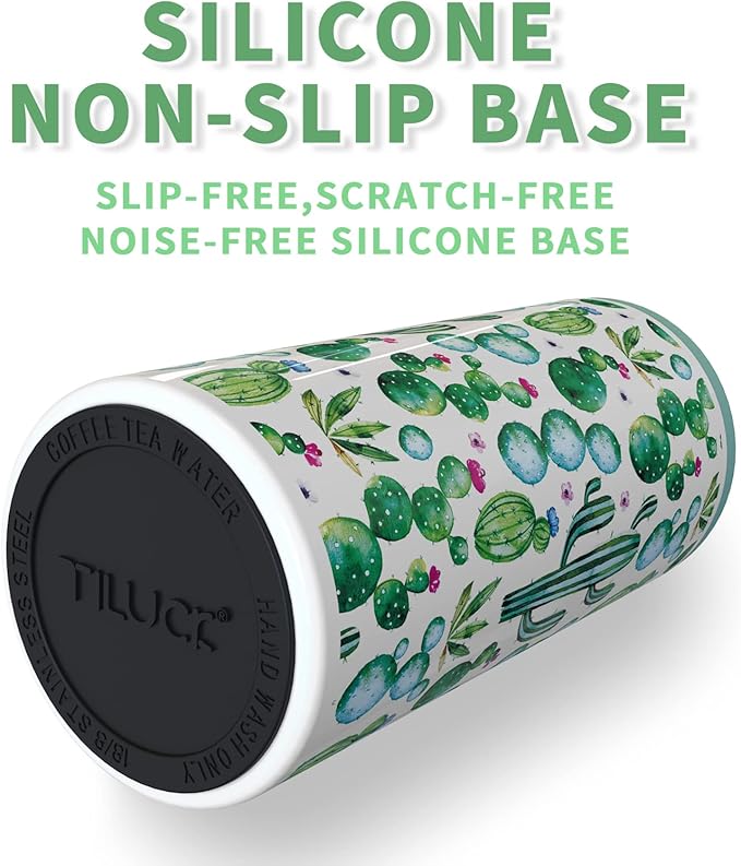 TILUCK Skinny Can Cooler for Slim Beer & Hard Seltzer, Stainless Steel, Doucle-Walled Stainless Steel Insulated Slim Cans, Standard 12 oz (Cactus)