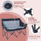 DoCred Heated Double Camping Chair, Heated Folding Camping Chairs Loveseat Outdoor Sports,Heating Oversized Loveseat Chairs for Adults,2 Person Camp Chair with 3 Heat Levels, Battery NOT Included