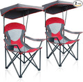 ALPHA CAMP Heavy Duty Canopy Camping Chair, 350 lbs Capacity Oversized Folding Chair with Adjustable Sunshade, Portable Sunshade Chair with Cup Holder for Beach, Fishing, Outdoor