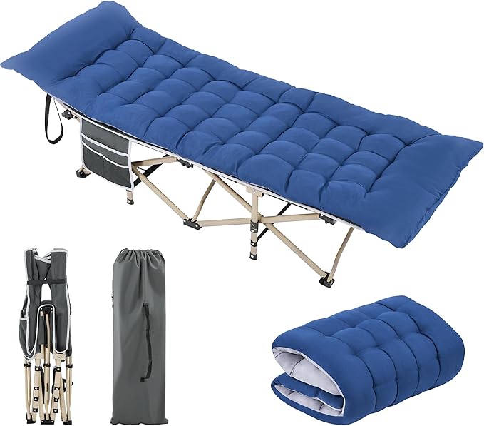 Yaheetech Folding Camping Cot Portable Outdoor Bed for Adults w/Mat & Storage Bag & Carry Bag, Heavy Duty Cots for Outdoor Travel & Office/Home Nap