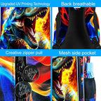 17" Dinosaur Backpack for Boy, 3Pcs Fire Bookbag for Elementary Preschool Kindergarten, Kids School Backpacks with Lunch Box (Red)