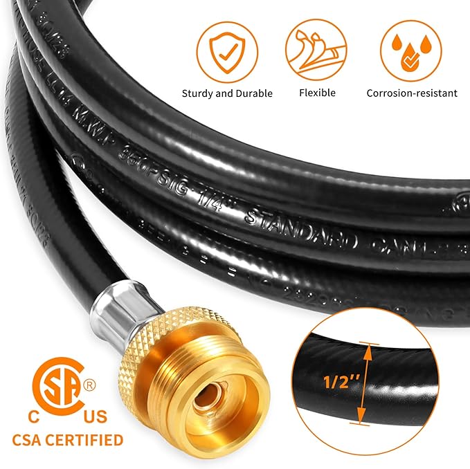 GasSaf 6FT Propane Hose, Propane Adapter Hose 1lb to 20lb Converter, Propane Tank Hose Suitable for Weber Q Grills, Blackstone Griddles, Coleman Stoves, Heaters & More