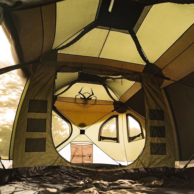 Gazelle T3 Tandem GT350GR Pop-Up Portable Camping Hub Tent, Easy Instant Set up in 90 Seconds, Alpine Green, 6-Person, Family, Overlanding, 82" x 152"