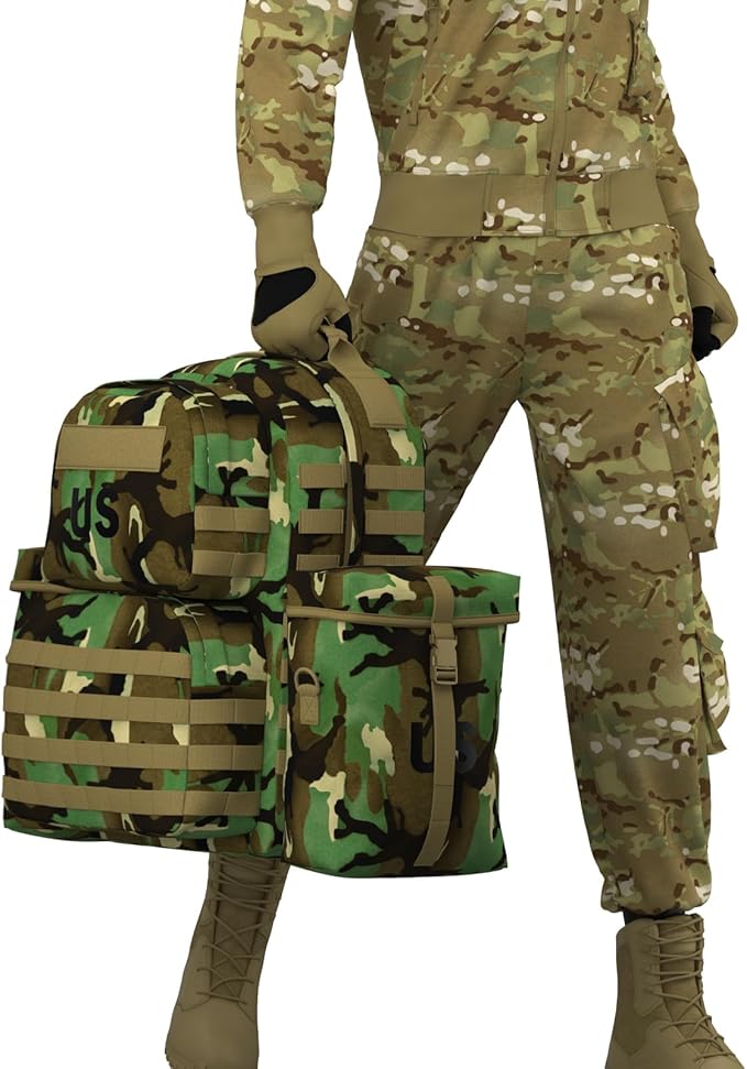 Akmax MOLLE II Medium Rucksack Military Tactical Backpack with Detachable Side Pouches & Upgraded Frame for Enhanced Comfort