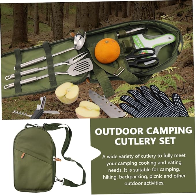 Outdoor Camping Cutlery Kit Portable Camping Tableware Set Bag Sturdy and Tools for Hiking