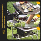 Folding Table Outdoor Camping Mobile Kitchen Portable Tableware Stove Folding Multifunctional Cooker Self- Driving Tour Equipment Folding Picnic Table (Color : A)