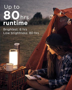 Solar Camping Lantern, Rechargeable Battery Powered Camping Light 6000mAh Up to 80HRS Lasting, Dimmable Night Lamp, Survival gear for Emergency, Power Outages, Outdoor, Indoor