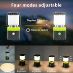 2PCS 3200K Warm Light LED Camping Lantern Rechargeable 1000LM, 4500mAh Power Bank, Flashlight for Hurricane Emergency, Hiking, IP44 Waterproof Lantern(Black)