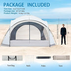 Large Beach Canopy Tent 14 X 14ft, UPF 50+ Pop Up Sun Shelter for 8-10 Person, Portable Beach Sun Shade with Side Walls for Camping, Fishing, Backyard, Fishing, Parties, Picnics