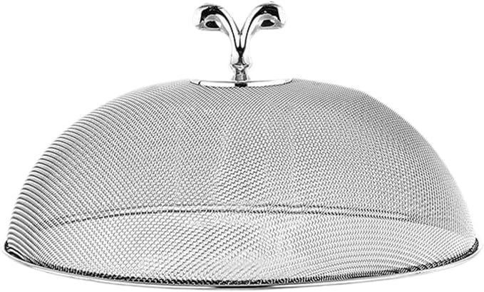 Stainless Steel Mesh Food Cover Plate Serving Cover Multifunctional,Sturdy,Utility,Portable Protector for Home Daily Use, Diameter 28 cm