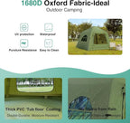2025 Upgraded Waterproof Inflatable Camping Tent, Large Blow-Up Air Tent, No Assembly Needed Luxury Glamping House, Oxford Fabric