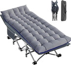 LILYPELLE Folding Camping Cot, Extra Wide Heavy Duty Sleeping Cots with Carry Bag, Double Layer Oxford Portable Travel Camp Cots for Home, Office Nap and Outdoor Beach