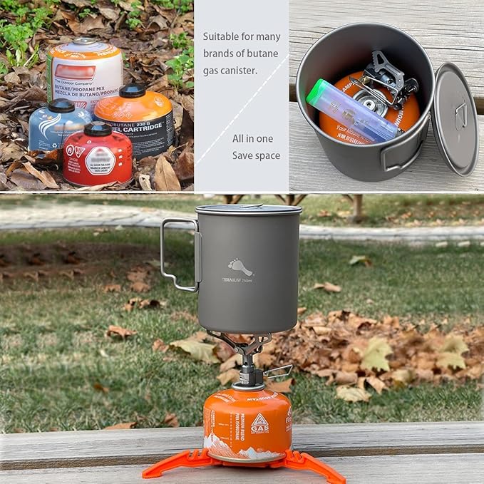 BRS Stove BRS 3000T Stove Titanium Ultralight Backpacking Stove Portable Propane Camping Stove Gas Burner Camp Stove only 26g with Extra O Ring