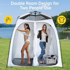EighteenTek® Shower Tent Camping, 2-Room Portable Changing Room, Outdoor Shower Enclosure, Pop Up Privacy Tent Shelter with Floor & Doors, Waterproof & Lightweight, Camping Toilet Bathroom