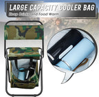 Jerify 2 Pcs Fishing Chair with Cooler Bag Multi-Function Foldable Compact Fishing Stool Hunting Chair Portable Backrest Stool with Folding Backpack for Finishing Camping Hunting Travel(Camo Color)