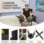 KingCamp Padded Portable Outdoor Folding Lounge Chairs with Built In Cupholder, Insulated Cooler Sleeve, and Side Storage Pocket, Black