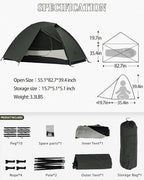 MC TOMOUNT Backpacking Tent 1-2 Person Waterproof Lightweight Double Layer Free-Standing Aluminum Pole for Outdoor Camping Hiking 4 Season