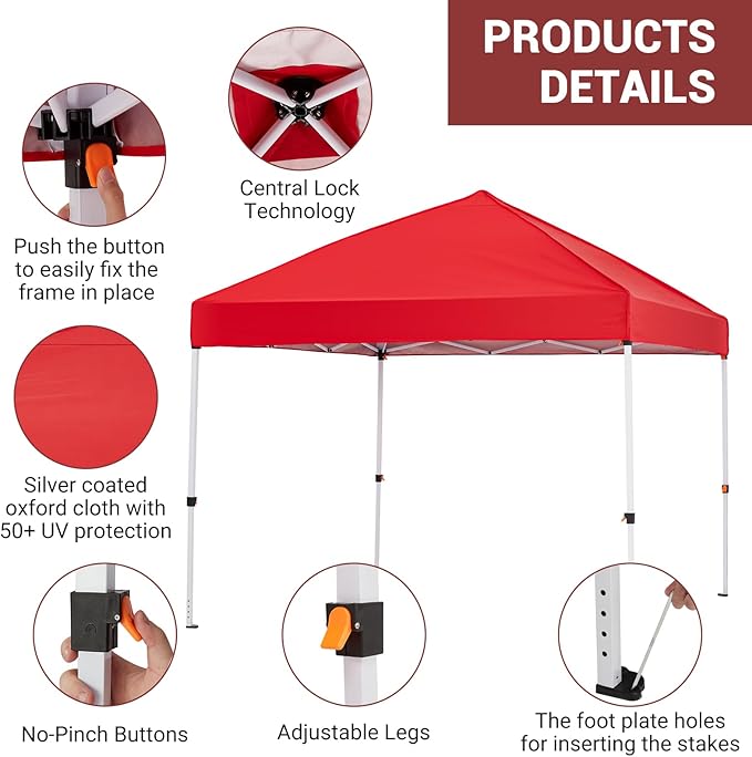 8x8ft Pop-Up Canopy, Outdoor Screen Tent with Mesh Mosquito Netting Sidewalls, Waterproof & UV-Block Shade Shelter for Camping, Picnic, Deck & Backyard Events
