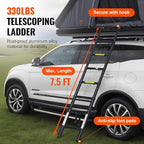 VEVOR Rooftop Tent Hard Shell, 2-3 Person Aluminum Roof Top Tent Hardshell with Tri-Color LED Light, Thick Mattress & 1 Window, Waterproof Windproof Overland Camping Car Roof Rack for Jeep SUV Pickup