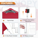 EAGLE PEAK Commercial Canopy 10x10 Pop Up Canopy Tent with 1 Sidewall, Easy Setup Heavy Duty Instant Event Shelter for Vendors & Markets, Outdoor Sun Shade, Red