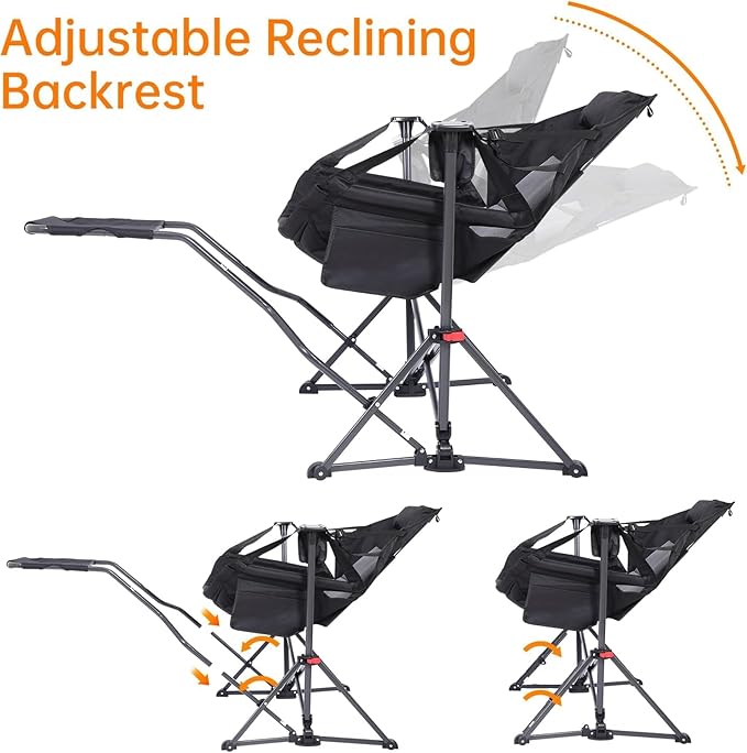 Hammock Chair, Hammock Camping Chair with Removable Footrest, Rocking Chair Outdoor, Camping Chair Swing, Hammock with Stand, Carry Bag, Cup Holder (1 Pack)