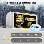 12V 320Ah Lithium LiFePO4 Battery, Built-in Smart 200A BMS, Up to 15000 Cycles, 4096Wh-Higher Energy Density, Perfect for Solar Energy Storage, Backup Power, RV, Camping, Off-Grid System