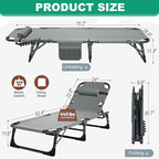 LILYPELLE Portable Folding Camping Cot, Adjustable 5-Position Adults Reclining Folding Chaise with Pillow, Outdoor Portable Folding Lounge Chair Sleeping Cots Bed for Camping, Pool, Beach, Patio
