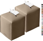 Tissue Box Cover for PU Leather, Modern Simple Solid Color Holder Square Tissue Bag, Ideal for Bathrooms,Office,Car,Outdoor Tent,Dining Table,5"X5"X5", Double Cocoa Brown