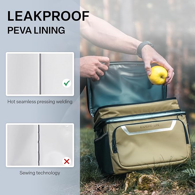 EVERFUN Small Cooler Bag 24 Can Insulated Lunch Box Double Deck Soft Leak-Proof Waterproof Collapsible Ice Chest for Men Women Work Travel Car Trip Picnic Beach