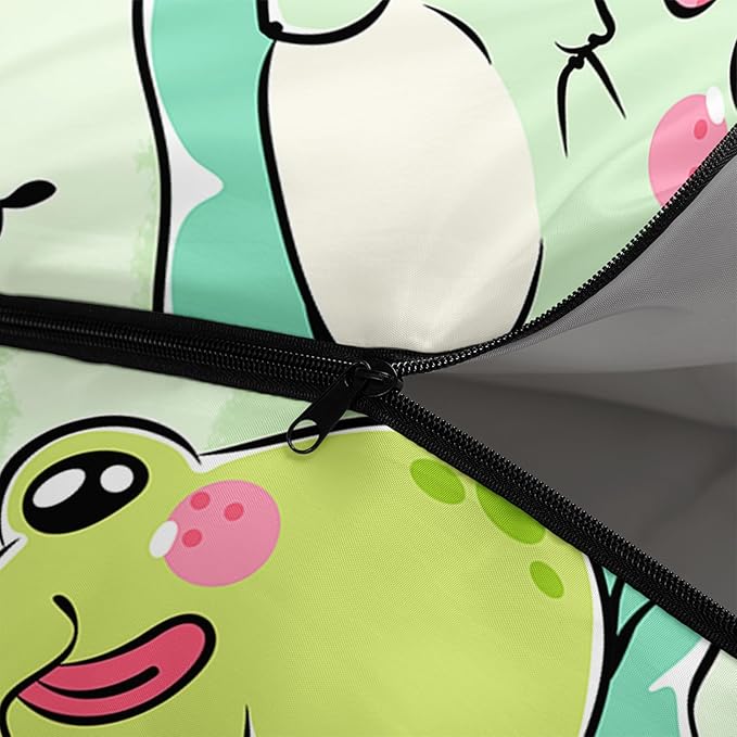 AILONEN Cute Frog Green Camping Sleeping Bag,Lightweight & Waterproof,3 Season Warm & Cool Weather,Travel Portable Compression with Compact Carrying Bag for Kids Girls Adults