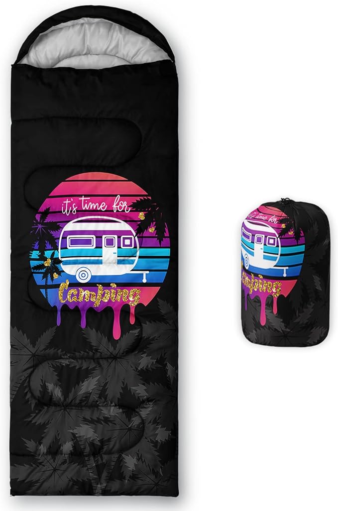 HOSIMA Butterfly Sleeping Bags for Adults and Kids for Camping,Black Gothic Ultralight Sleeping Bag for Cold Weather Summer.
