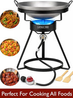 Outdoor Cooker Stove with Iron Wok-Propane Grill-55,000 BTU High Pressure Propane Burner-Ideal for Backyard BBQ, Camp Stove