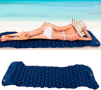 Camping Sleeping Pad Mat, Foot Press Inflatable Cushion Mattress, Sturdy 40D Nylon Fabric, TPU Laminate, for Tent Hiking Travel, Lightweight Compact, Easy to Store (Navy Blue)