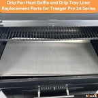 BQMAX Drip Pan Heat Baffle and Aluminium Grease Drip Tray Liners for Traeger Pro 34 Series Tex Elite Newer Tex Elite Pellet Smoker Grills, Suitable for Traeger Pro 34 Accessories BAC006 BAC410