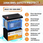 12V Lithium Battery,5000+ Deep Cycle LiFePO4 Battery with Built-in 100A BMS fit for Home Storage,Trolling Motor,RV,Off-Grid System,Solar Power System,Marine (3PACK-12V100AH)