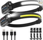 Headlamp Rechargeable LED Super Bright 230° Wide Beam Head Lamps Rechargeable LED Head Lamp Waterproof Lightweight Headlamp for Camping, Running, Fishing, Hunting (7 Modes)