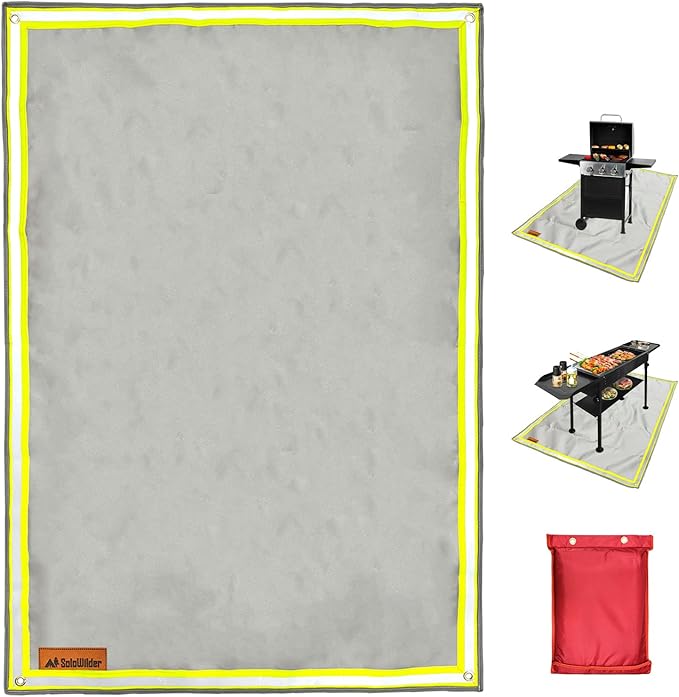 SoloWilder Wood Stove Mat 39" x 59" Fire Pit Grill Mat for Tent Stove Deck Patio Grass Lawn Campsite Insulation Protection