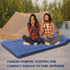 FAQIUQI Camping Sleeping Pads，Extra Thick 5 Inch Inflatable Sleeping Mat with Pillow Built-in Pump，Oversized Mattress Super Portable Backpacking Sleeping Pad (Blue)