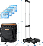 Odoland 48/72 Can Rolling Cooler Bag with Wheels & Handle, Collapsible Insulated Ice Chest for Beach, Camping & Tailgating - Portable Travel Soft Cooler on Wheels, Collapses for Easy Storage