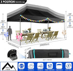 COBIZI 10x20 Heavy Duty Pop up Canopy Tent Without Sidewall Easy Up Commercial Outdoor Canopy Wedding Party Tents for Parties All Season Wind Waterproof Gazebo with Roller Bag, Black(Frame Thickened)