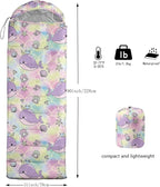 Kids Sleeping Bag for Boys Girls,Blue Ripples Print-Lightweight Warm Portable Outdoor Indoor-Waterproof Cold Weather Resistant Sleeping Bag for Camping Hiking