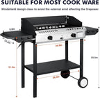 Llamaviva 2 Burner Outdoor Gas Stove with Side Shelves, Auto-ignition & Regulator, 150,000 BTU Propane Outdoor Stoves for Cooking, Camping&BBQ Cookouts