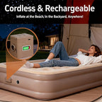 Air Mattress Twin with Built-in Battery Powered Removable Pump, Blow Up Mattress with Pillow, Strong Support All Night,No Lost Air, Compact Inflatable Air Bed for Home Guests Camping
