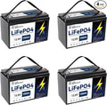 4Pack LiFePO4 Lithium Battery, 12V 100Ah Battery with Built-in 100A BMS, 1280W Energy, 7000+Deep Cycles for Home Solar Energy System, RV, Camping, Marine, Off-Grid etc