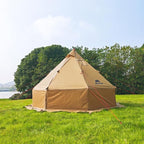 DANCHEL OUTDOOR HT02 4 Season Hot Tent With Stove Jack - Waterproof Yurt for 1-3 Person Backpacking, 6.6lbs, 210T Rip-Stop Polyester, Brown, 10.5ft/3m Diameter