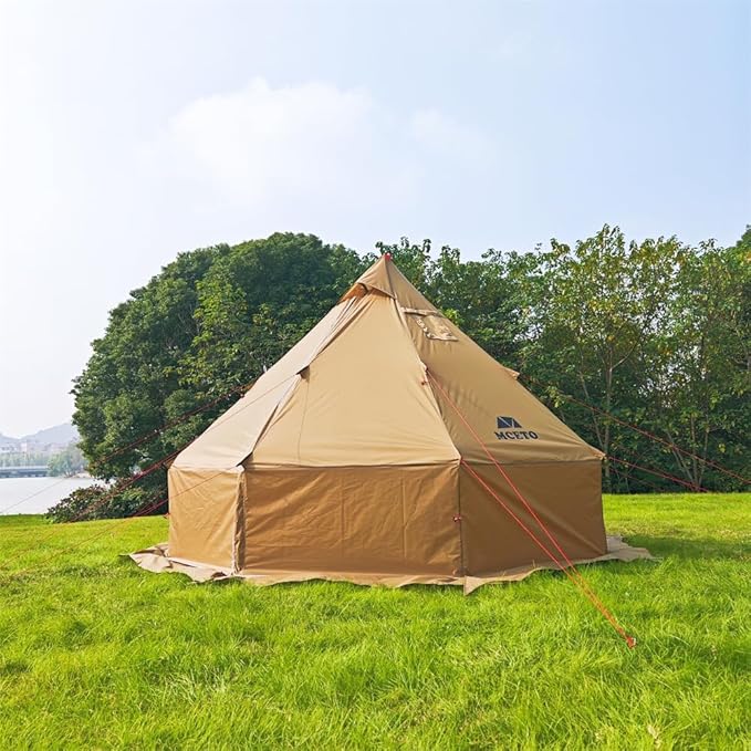 DANCHEL OUTDOOR HT02 4 Season Hot Tent With Stove Jack - Waterproof Yurt for 1-3 Person Backpacking, 6.6lbs, 210T Rip-Stop Polyester, Brown, 10.5ft/3m Diameter