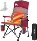 Overmont Heated Camping Chair with High Back - 3 Heat Levels 2-Zone Separately Heating - 450 LBS Support Heavy Duty Folding Chair Portable for Adults Patent No.: US D1.028.543S - Battery NOT Included