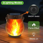Solar Lanterns Outdoor Waterproof - 2 Pack Flickering Flame Hanging Lights with 2 Modes & Solar USB Dual Charging for Outside Yard Garden Patio Porch Pathway Tabletop Holiday Decor