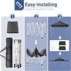 Outvita 10x10ft Ez Pop Up Canopy, Portable Instant Canopy Tent with 2pcs SideWalls and 4pcs Camping Upright Poles for Outdoor Events, Party, Wedding, Birthday,Graduation Gray